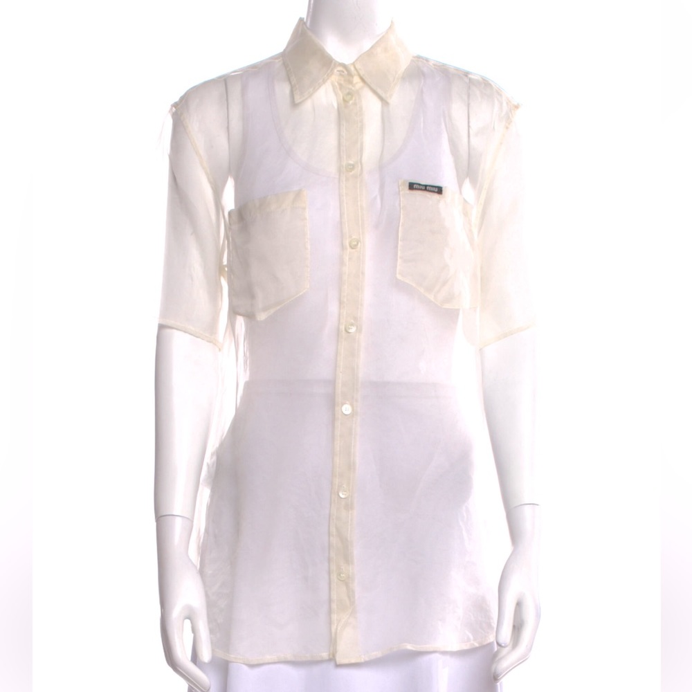 Miu miu logo shirt - see through collared blouse